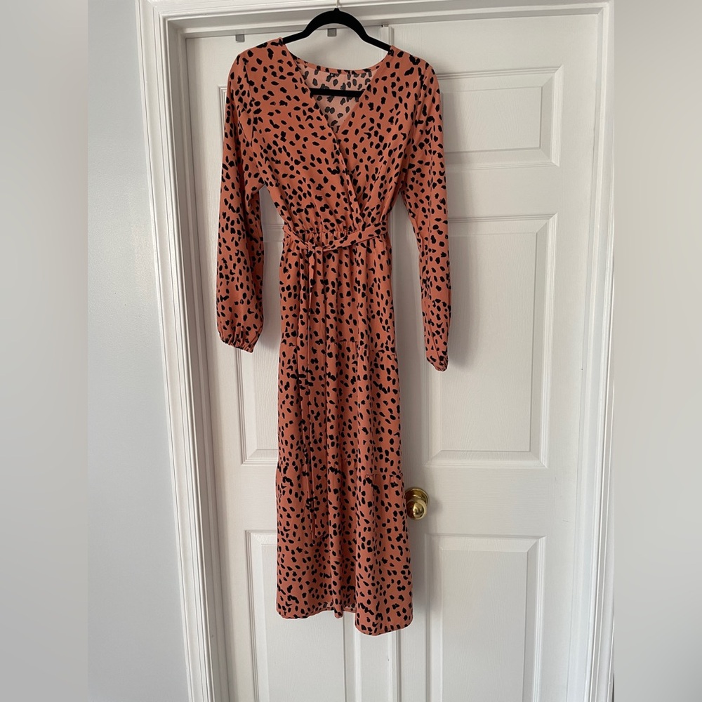 Leopard Print Long Sleeve Dress